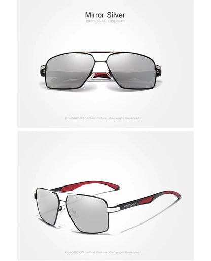 Polarisierte Piloten-Sonnenbrille R7028S - in Silber / Schwarz-Rot - Lebensfreuden