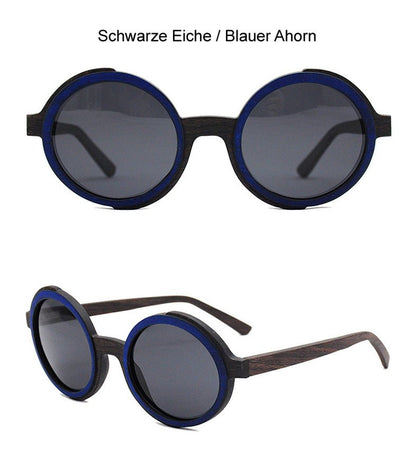 Polarisierte HolzSonnenbrille 'NightGoggles' - Schwarz - Blau im Profil - Lebensfreuden