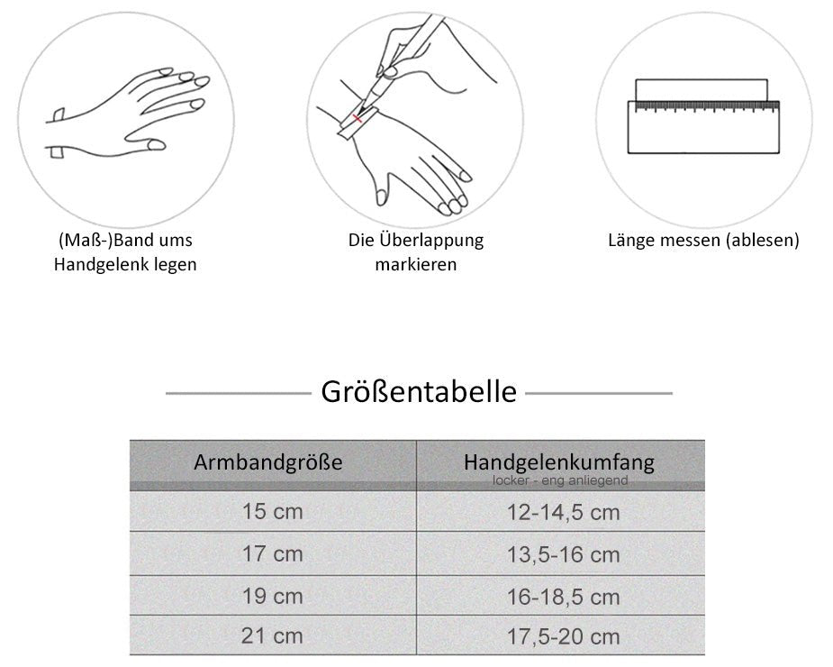 10mm Perlenarmband mit Gravur - Größentabelle - Lebensfreuden