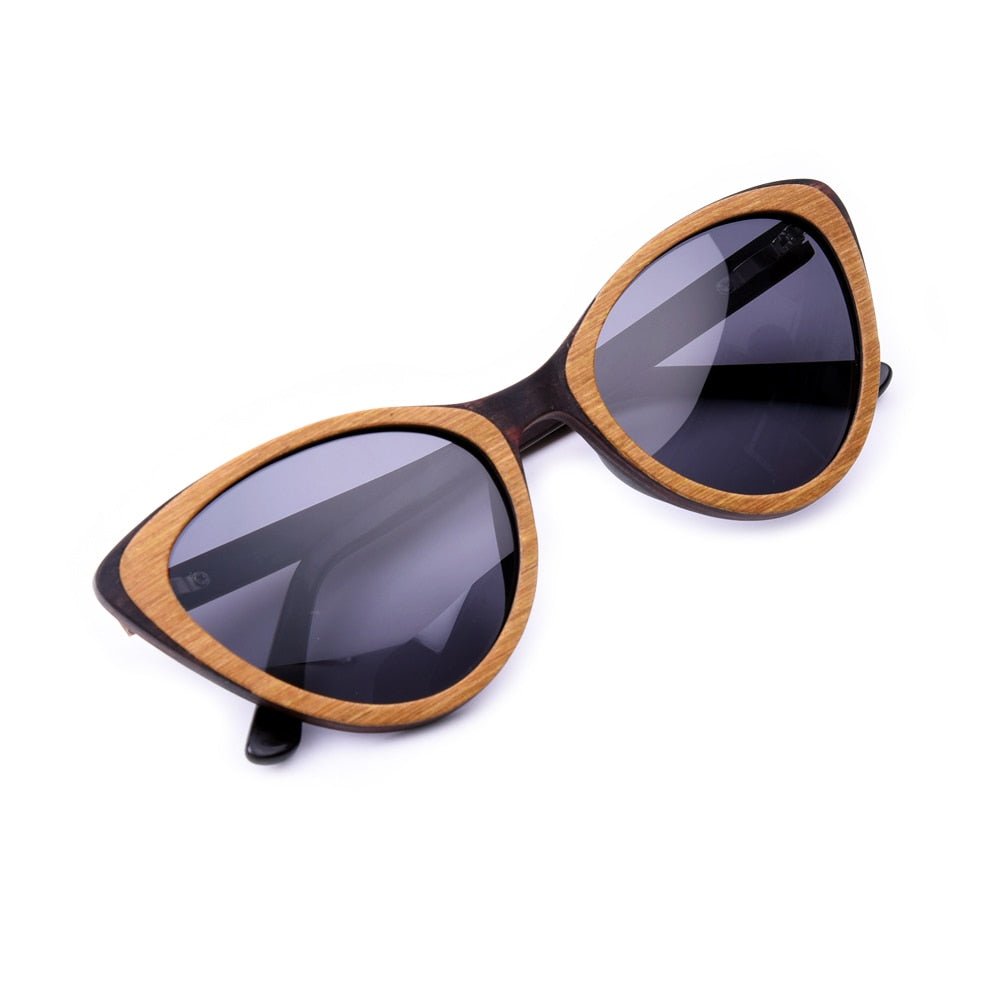 Damen Mischholz-Sonnenbrille "Cat Eye" mit UV400-Schutz