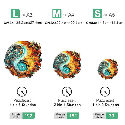 Holzpuzzle 'Blumiges Yin Yang' - in verschiedenen Größen - Lebensfreuden