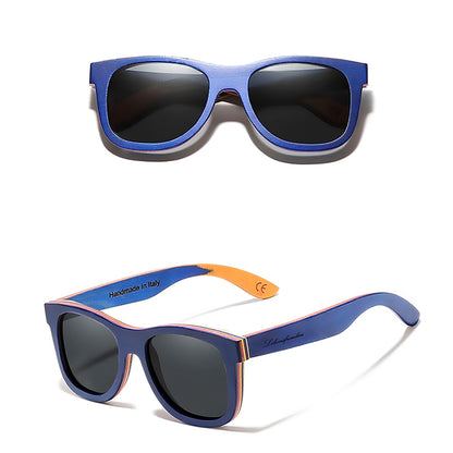 Buntholz-Sonnenbrille KS04 - in Blau | Lebensfreuden