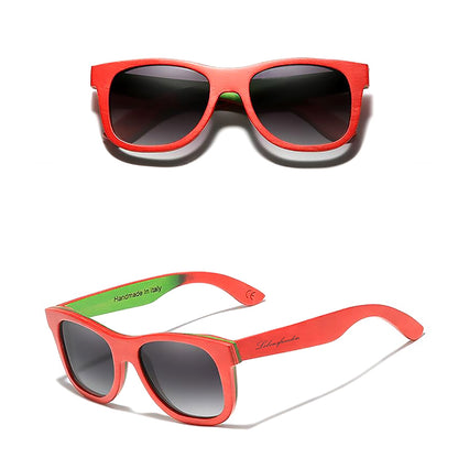 Buntholz-Sonnenbrille KS04 - in Rot | Lebensfreuden