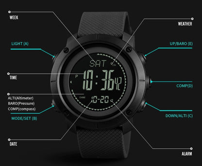 Digitale Outdoor Sportuhr "DISK14" mit Luftdruck, Temperatur, Kompass.... - Lebensfreuden