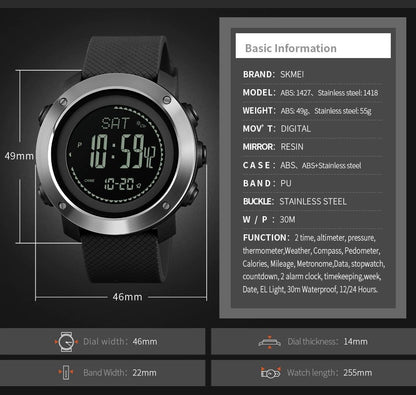 Digitale Outdoor Sportuhr "DISK14" mit Luftdruck, Temperatur, Kompass.... - Lebensfreuden