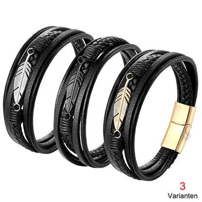 Echtlederarmband "Feder" - Gold | Lebensfreuden