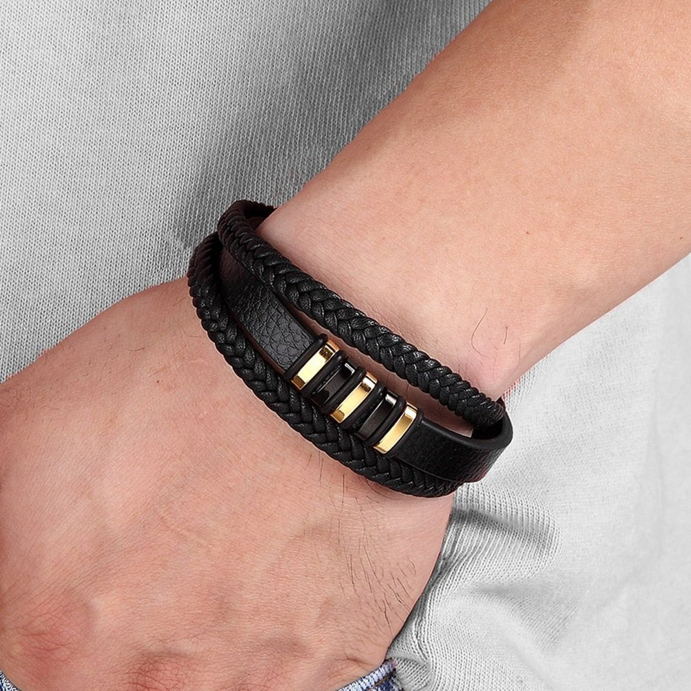 Echtleder-Armband "Multiring" - Lebensfreuden