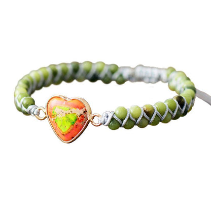 Edelstein Perlenarmband 'Mit Herz' - Jade - Lebensfreuden