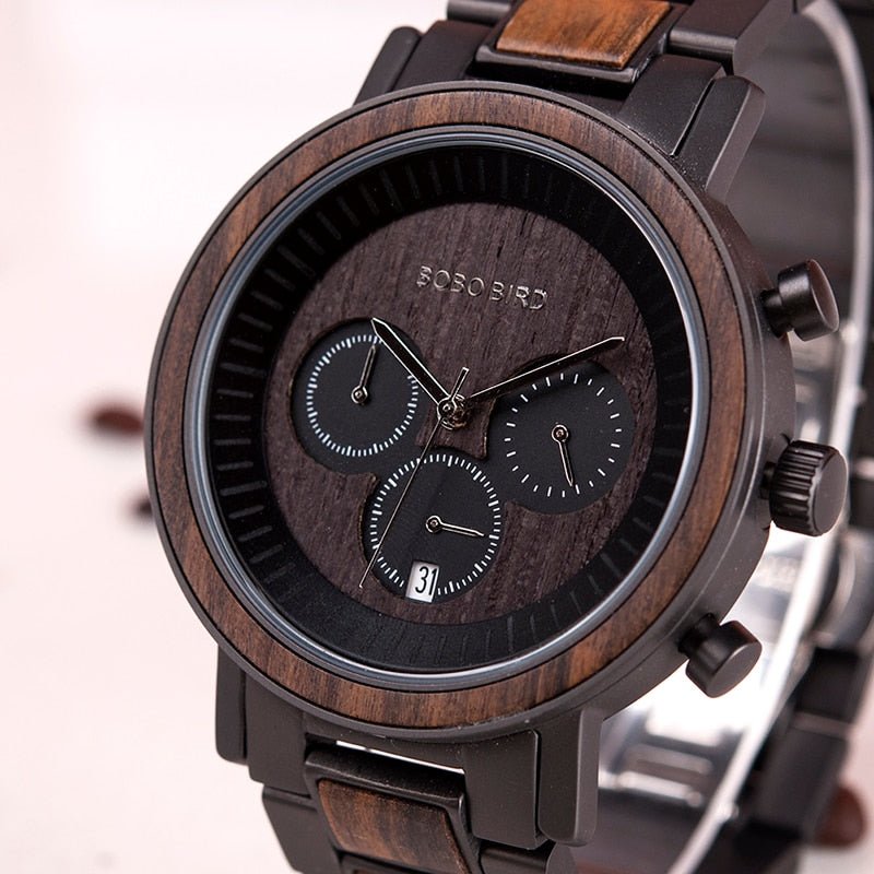 Edler Holzchronograph "Rocky Dark" - Lebensfreuden