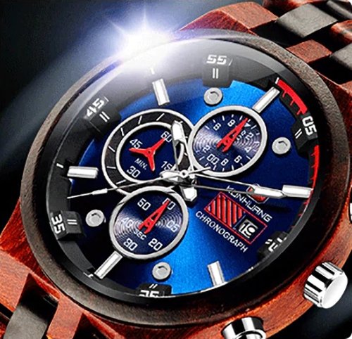 Klassischer Holzchronograph "Indy 500" aus Ebenholz - Lebensfreuden