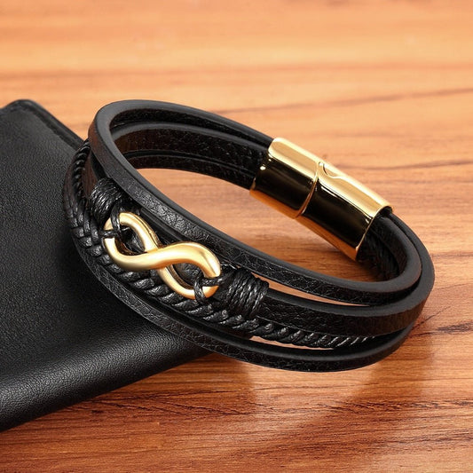 Lederarmband "Unendlich" aus Premium-Rindsleder - Gold - Lebensfreuden