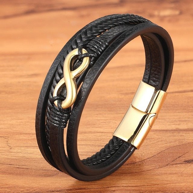 Lederarmband "Unendlich" aus Premium-Rindsleder - Gold - Lebensfreuden