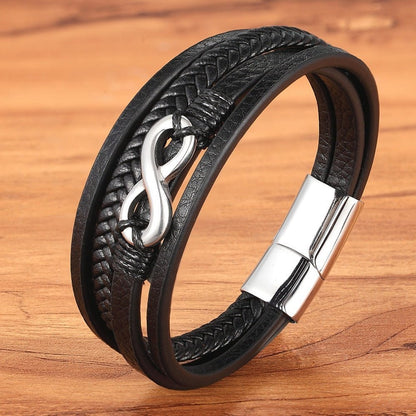 Lederarmband "Unendlich" aus Premium-Rindsleder - Silber - Lebensfreuden